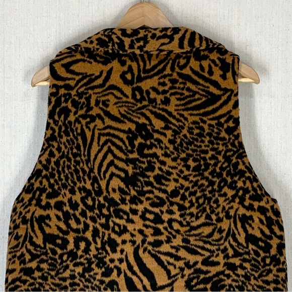 Marley Lilly~NWT~Women's Open Front Wool Blend Leopard/Animal Print Vest~Sz L/XL - Picture 6 of 11